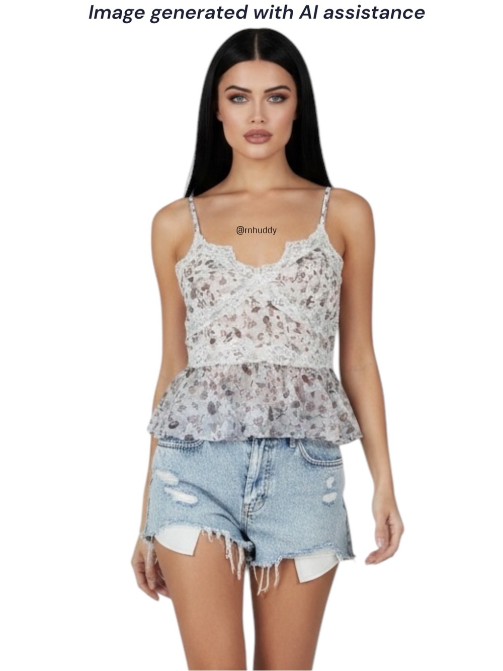 NWT And Now This S floral lace trim tie-back cami
